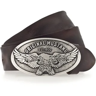 Mustang Koppelgürtel Leder 4 cm Braun 105