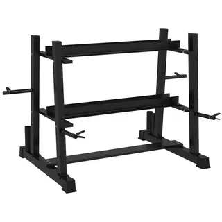 sportnow Hantelständer Stahl schwarz 3 Ablagen bis 200 kg belastbar