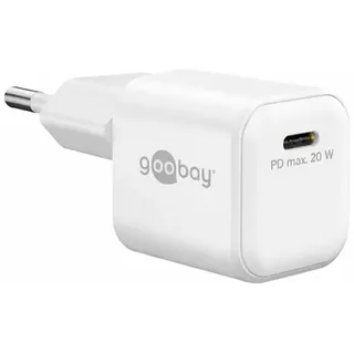 goobay 20 W USB-C-Ladegerät, 20 W USB-C-Netzteil & Schnellladegerät für Smartphone, Tablet, iPhone 17, 15, 14 Pro Max, iPad, PD 3.0 Ladeadapter, USB-C-Stecker, Netzstecker, Adapter, weiß - 79151