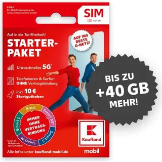 KAUFLAND MOBIL Prepaid SIM Starterpaket mit 5G im besten D-Netz inkl. 10 € Startguthaben