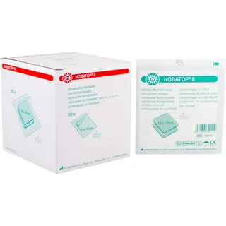 NOBATOP 8 Sterile Vliesstoffkompresse 50 Stück, Größen:10 x 10 cm