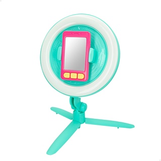 ColorBaby Play Vlogger Video-Set, Reifen mit 8 bunten Lichtern und 1 mehrfarbigem Licht, um 90 Grad drehbare Handyhalterung, zusammenklappbare Standfüße, umwandelbar zu Selfie-Stick, ab 2 Jahren