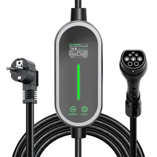 AUFYEV Typ 2 Ladekabel 3,6kW 10m, 6-16A Einphasig Ladekabel Typ 2, Ladekabel Elektroauto Typ 2 Schuko, Tragbare EV Charger, Einstellbarer Strom und Einstellung Startzeit für Allen EV PHEV IEC 62196-2