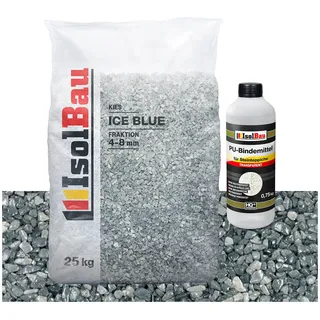 Isolbau Steinteppich Aussen Komplettset Marmorkies 25kg + Bindemittel bis 2,5m2 Ice Blue 4/8mm Epoxidharz, Terassenboden, Natursteinboden Marmorkies Bodenbelag, Steinboden, Marmorstein, Innen Außen