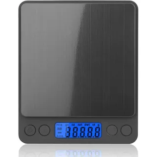 mafiti 3kg/0,1g Küchenwaage Digital, Waage Küche, PCS/Tara-Funktion/LCD Display, Waage Küchenwaage, Kitchen Scale, Schwarz