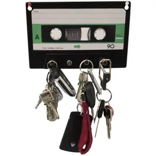 ootb Musikkassette Schlüsselhalter mit Vier Haken - Schlüsselbrett Schlüsselboard Hörspielkassette Keyrack