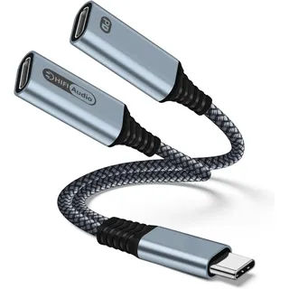 USB C Splitter 1 zu 2, USB C Kopfhörer Adapter und Laden Dongle 2 in 1 Doppelstecker Type C Audio Adapter with Schnellladung Y Kabel Verteiler für Phone 17 16 15 Pro Max iPad Sams ung S25 usw, Blau