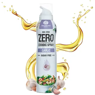 Rabeko Zero Kochspray kalorienarm | KNOBLAUCH | 800 Portionen,2 kcal pro Sprühstoß| Pfannenspray zum Braten,Grillen & Backen| ohne Zusätze,ohne Zucker|Non-Stick Cooking Spray|Gluten und Laktosefrei