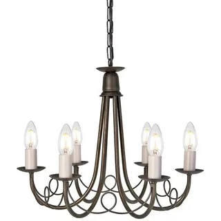 Elstead LIGHTING Kronleuchter, Leuchtmittel nicht inklusive, Kronleuchter Hängeleuchte Pendellampe Stahl Schwarz Gold D 48cm