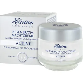 HELIOTROP Naturkosmetik ACTIVE Regenerativ-Nachtcreme, Unterstützt die hauteigene Regeneration, Bio-Jojobaöl, Stimuliert die Collagensynthese & schenkt neue Vitalität & Frische, 50ml