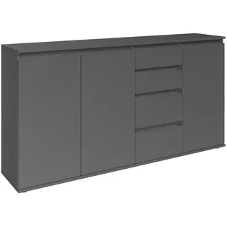 None Boxxx Sideboard Brest, Anthrazit, 2 Fächer, 4 Schubladen, 160x84x35 cm, Typenauswahl, stehend, in verschiedenen Größen erhältlich, Schlafzimmer, Schlafzimmer Kommoden