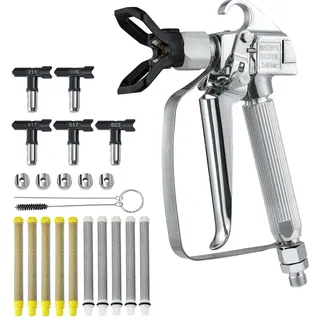 Vevor Airless Farbspritzpistole, 3600 PSI Hochdruck Airless Farbspritzpistole mit 5 Düsen, 211, 315, 417, 517, 623, Airless Farbspritzpistolen Set mit Filtern & Reinigungsnadel & Bürste