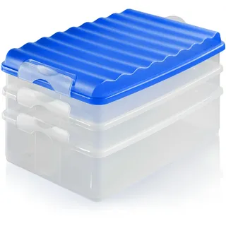 com-four® Lunch-Box mit mehreren Fächern - Aufschnittbox stapelbar für den Kühlschrank - Brotdose auslaufsicher mit Deckel - ca. 25 x 15,5 x 14 cm [Auswahl variiert] (1 Set)