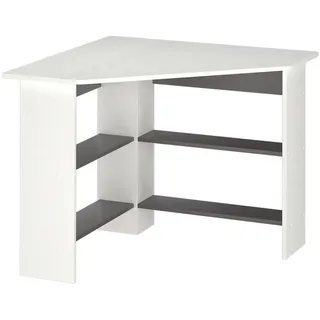 Vicco Eckschreibtisch Arion Weiß 90 x 90 cm | zur effizienten Raumnutzung mit offenen Ablagefächern