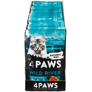 4 PAWS Katzennahrung Wildlachs Dill 85 g, 24er Pack