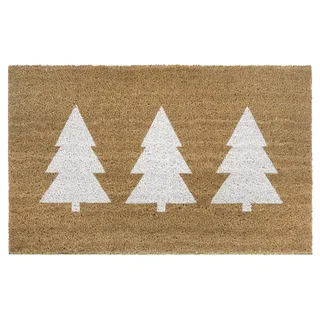 HANSE HOME Fußmatte Weihnachten, Schmutzfangmatte, Outdoor, Rutschfest, Innen, Kokosmatte Weihnachtsbäume Weiß, Fußabtreter für Flur, Eingangsbereich - 45x75cm