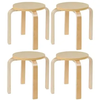 Home4You Kinderhocker Sitzhocker | 4er Set | Birkenholz | Naturfarben