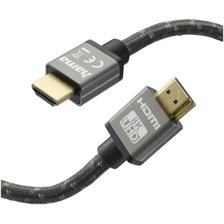 Hama Ultra High Speed HDMI-Kabel 8K, Alu, 2,0 m HDMI Typ A (Standard) (Schwarz, Grau)