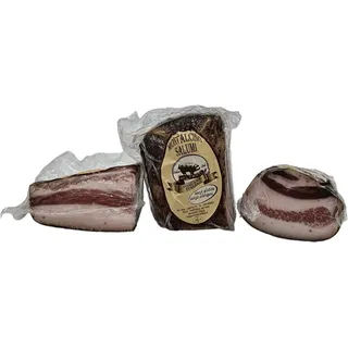 Guanciale – Schweinebacke mit Pfeffer - Speck ca. 70% Fettanteil(ca. 0,400 kg; vakuumiert), Montalcino Salumi