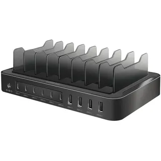 Logilink USB Table Charger, 10 Port, 4x USB-A & 6x USB-C, 120W, PD, QC3.0, black