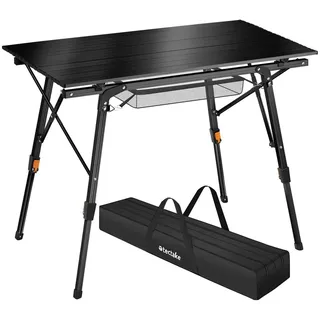Tectake tectake® Campingtisch, faltbar, höhenverstellbar, - schwarz