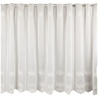SCHÖNER LEBEN. Stoff Scheibengardinen Meterware Voile Stickerei abstrakt wollweiß, bestickt weiß