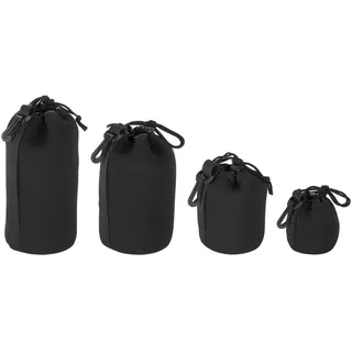 PATIKIL 4Stk Kamera Objektiv Tasche Set Kordelzug Objektiv Beutel mit Dick Schützende Neopren Objektiv Gehäuse für DSLR Kamera Linse Wasser Kaffee Tassen Schwarz