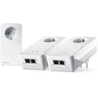 devolo Magic 2 WiFi 6 Next Multiroom Kit, WLAN Powerline Adapter, bis zu 3.000 Mbit/s über Wi-Fi 6, Mesh WLAN Steckdose, 2X Gigabit LAN, weiß