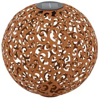 Dehner LED Solarleuchte Solarkugel Lagos, Ø 30/40 cm, Metall, Warmweiß, Kugel mit LED-Licht, Solar betrieben, 8 Stunden Leuchtdauer braun