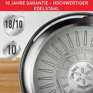 Tefal H8151925 PWOK Infinite Wokpfanne Induktion 28 cm Premium-Edelstahl, Farbe:Silber - Silber