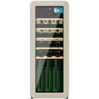 Cecotec Weinkühlschrank 24 Hit Beige. Beige mit LED-Steuerung, Temp. 5-20oC, NoFrost, Holzregale, Innenbeleuchtung, Belüftung