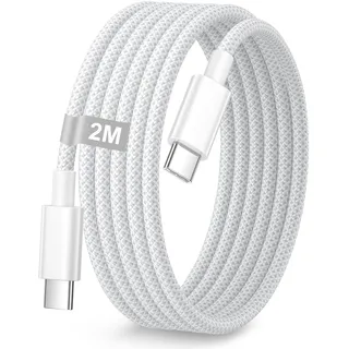 USB C Kabel 2M, 60W iPhone 15 16 17 Ladekabel Schnellladekabel USBC auf USBC Ladekabel 2M Nylon usb c iphone ladekabel Typ C Handy Kabel USB C Cable für iPhone 17 16 15 Pro Max/16 15 Plus,iPad Pro/Air