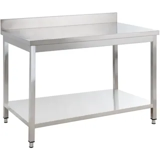 GastroHero Edelstahl Arbeitstisch Basic 10x7 mit Grundboden und Aufkantung