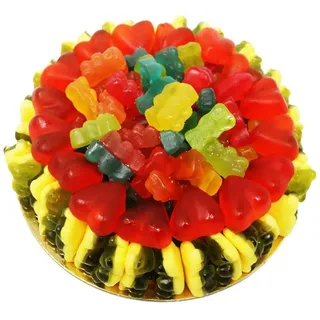 fruchtgummi-torte Fruchtgummi Waldmeister Wackelpudding Torte mit Vanillesoße 600g