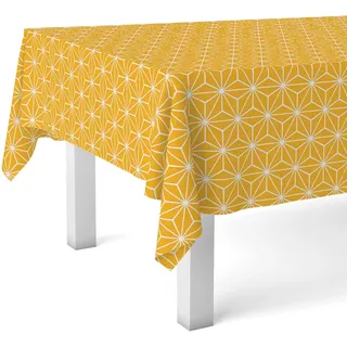 Martina Home Wachstuchtischdecke Polygon 140 x 140 cm, Senffarben