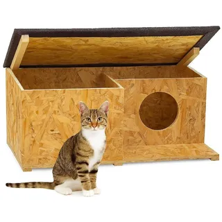 QLS Katzenhaus 59 x 37 x 27 cm Braun