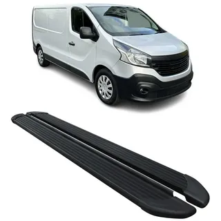 Omac Seitenschweller Trittbretter Schweller kompatibel mit Renault Trafic 2014-24 L2 Alu Schwarz