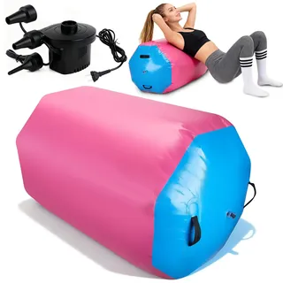 Aufblasbare Air Roll, Air Rolle Turnen mit Elektrischer Luftpumpe, Rollentrainer Yoga Air Track Matte Roll für Zuhause, Outdoor, Fitness, Training, Yoga, Backflip (90 * 70 cm)