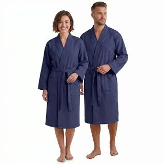 nyvi Bademantel NYVISpa Waffelpique Blau S