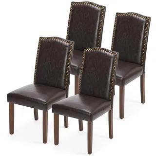 DUMOS Esszimmerstühle 4er Set, Elegant und Schön Modern Stühle Esszimmer, Pu-Leder Gepolstert küchenstühle, Esszimmerstuhl Geeignet für Küche, Wohnzimmer, Schlafzimmer (Dunkelbraun)