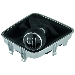 L & P Car Design Schalthebel Schaltknauf für VW Golf Plus Tiguan Sharan mit Chrom Rahmen (Set, 1 St., Schaltknauf + Schaltsack + Einbauzubehör), Plug&Play Montage schwarz|silberfarben