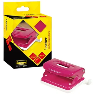 IDENA Locher Metall, bis 20 Blatt pink, Kartonetui