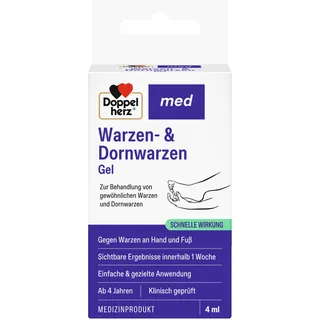 Doppelherz med Warzen- & Dornwarzen Gel – Medizinprodukt zur Behandlung von gewöhnlichen Warzen und Dornwarzen – gezielte Anwendung – 4 ml