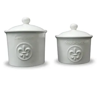 MS-Steinzeug Zwiebeltopf + Knoblauchtopf Lilie cremefarben