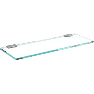 bijon Glasregal Glasablage Wandregal Glas Bad-Regal Glas Badezimmer Regal Badablage Ablageregal - 8mm Hartglas, 30 x 15 cm, Klarglas + Halterung F - Edelstahl Optik