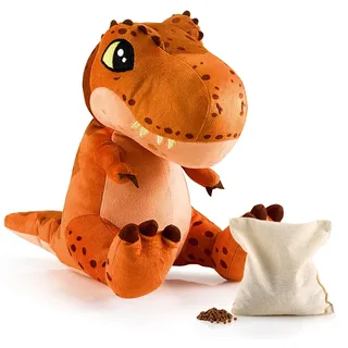 BIOSYNEX - T-REX Wärmekissen (JURASSIC WORLD EXPLORERS) mit Tonkugeln für die Mikrowelle – Kuscheltier Wellness – maschinenwaschbar – weiche und beruhigende Wärme – ab der Geburt