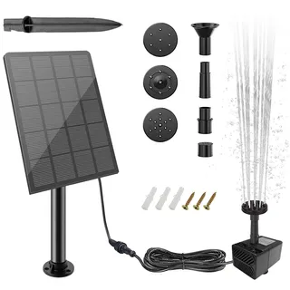Solar Springbrunnen Für Außen Klein, Teichpumpe Solar 2.5W, Solarbrunnen Für Den Garten, Solarpumpe Für Brunnen Kit DIY Solar Gartenbrunnen Vogeltränke Wasserspiel Garten Balkon Deko Vogelbad