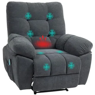 Homcom Relaxsessel mit Liegefunktion Massagesessel elektrisch 100 x 107 x 102 cm Silber