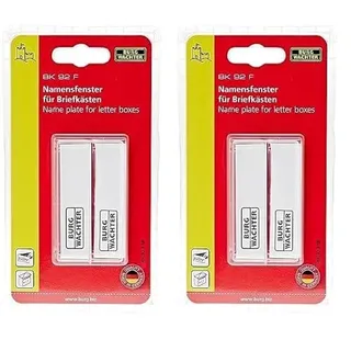 BURG-WÄCHTER Namensfenster für Briefkästen, Zubehör zum Nachrüsten für BURG-WÄCHTER Briefkästen, Namensschild Abdeckung, Namensfenster BK 92 F SB, 74 x 22 mm, Transparent (Packung mit 2)