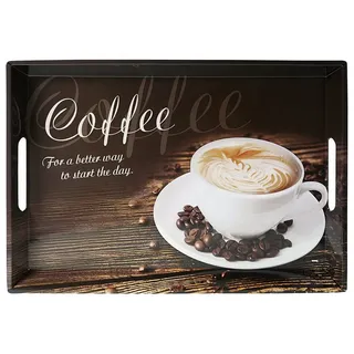 KESPER Serviertablett, 77397, Motiv: Coffee, Maße: 50 x 35 x 4,5 cm, Melamin, braun